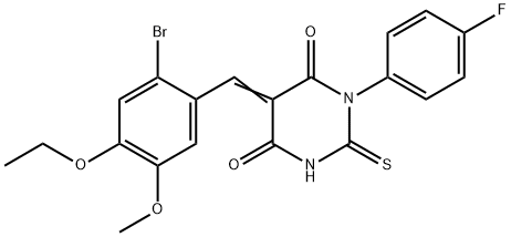 5-(2-bromo-4-ethoxy-5-methoxybenzylidene)-1-(4-fluorophenyl)-2-thioxodihydro-4,6(1H,5H)-pyrimidinedione Struktur