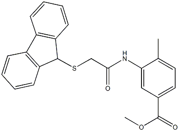 methyl 3-{[(9H-fluoren-9-ylsulfanyl)acetyl]amino}-4-methylbenzoate Struktur