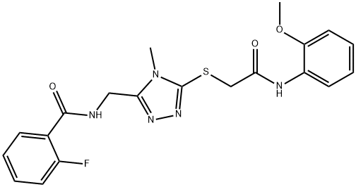 2-fluoro-N-[(5-{[2-(2-methoxyanilino)-2-oxoethyl]sulfanyl}-4-methyl-4H-1,2,4-triazol-3-yl)methyl]benzamide,667898-45-5,结构式