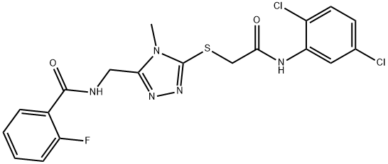 N-[(5-{[2-(2,5-dichloroanilino)-2-oxoethyl]sulfanyl}-4-methyl-4H-1,2,4-triazol-3-yl)methyl]-2-fluorobenzamide Struktur