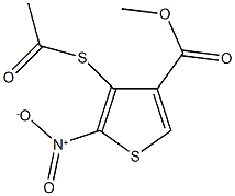methyl 4-(acetylsulfanyl)-5-nitro-3-thiophenecarboxylate Struktur