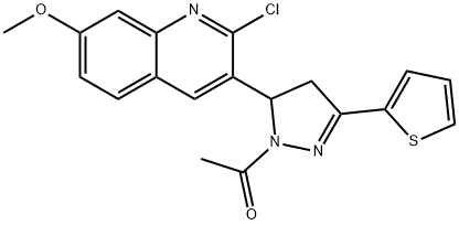 3-[1-acetyl-3-(2-thienyl)-4,5-dihydro-1H-pyrazol-5-yl]-2-chloro-7-quinolinyl methyl ether 结构式