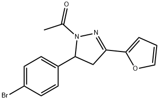 1-acetyl-5-(4-bromophenyl)-3-(2-furyl)-4,5-dihydro-1H-pyrazole 化学構造式