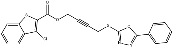 4-[(5-phenyl-1,3,4-oxadiazol-2-yl)sulfanyl]but-2-ynyl 3-chloro-1-benzothiophene-2-carboxylate Structure