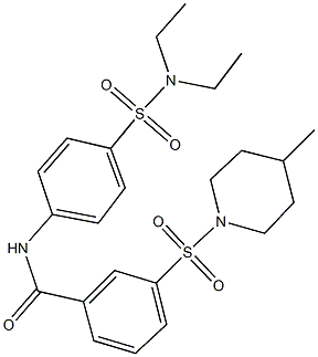 N-{4-[(diethylamino)sulfonyl]phenyl}-3-[(4-methyl-1-piperidinyl)sulfonyl]benzamide Struktur