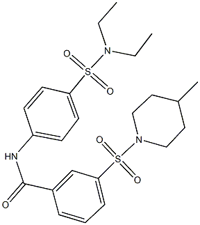 N-{4-[(diethylamino)sulfonyl]phenyl}-3-[(4-methyl-1-piperidinyl)sulfonyl]benzamide,667901-76-0,结构式