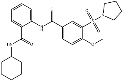 N-{2-[(cyclohexylamino)carbonyl]phenyl}-4-methoxy-3-(1-pyrrolidinylsulfonyl)benzamide Structure