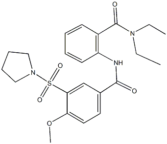 N-{2-[(diethylamino)carbonyl]phenyl}-4-methoxy-3-(1-pyrrolidinylsulfonyl)benzamide 结构式