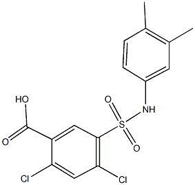 2,4-dichloro-5-[(3,4-dimethylanilino)sulfonyl]benzoic acid 化学構造式