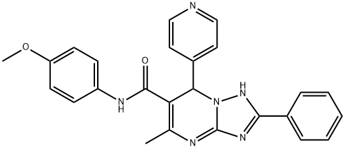 N-(4-methoxyphenyl)-5-methyl-2-phenyl-7-(4-pyridinyl)-4,7-dihydro[1,2,4]triazolo[1,5-a]pyrimidine-6-carboxamide 化学構造式