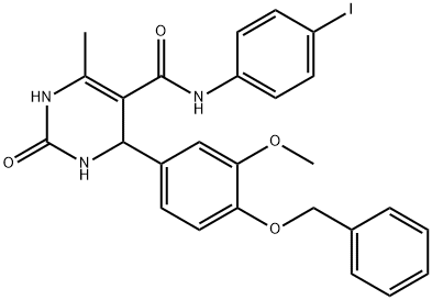 4-[4-(benzyloxy)-3-methoxyphenyl]-N-(4-iodophenyl)-6-methyl-2-oxo-1,2,3,4-tetrahydro-5-pyrimidinecarboxamide Struktur