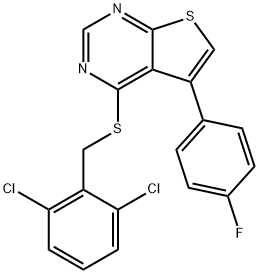 2,6-dichlorobenzyl 5-(4-fluorophenyl)thieno[2,3-d]pyrimidin-4-yl sulfide Structure