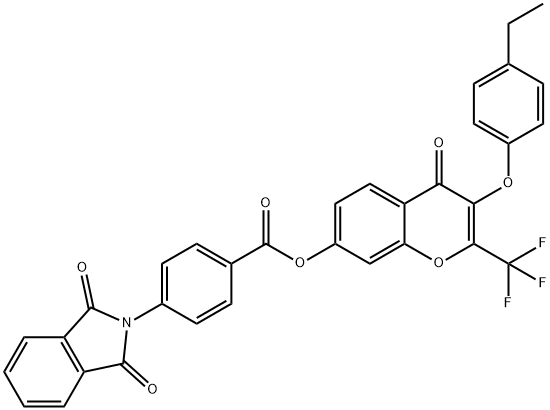 3-(4-ethylphenoxy)-4-oxo-2-(trifluoromethyl)-4H-chromen-7-yl 4-(1,3-dioxo-1,3-dihydro-2H-isoindol-2-yl)benzoate Struktur