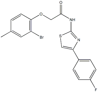 2-(2-bromo-4-methylphenoxy)-N-[4-(4-fluorophenyl)-1,3-thiazol-2-yl]acetamide,667903-29-9,结构式