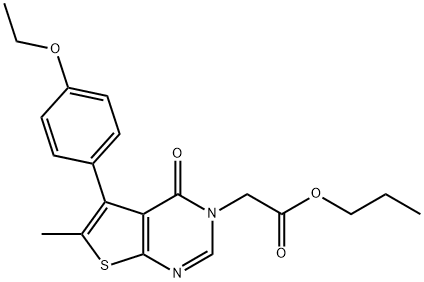 propyl (5-(4-ethoxyphenyl)-6-methyl-4-oxothieno[2,3-d]pyrimidin-3(4H)-yl)acetate Struktur