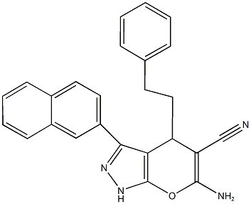 6-amino-3-(2-naphthyl)-4-(2-phenylethyl)-1,4-dihydropyrano[2,3-c]pyrazole-5-carbonitrile|
