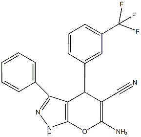 667904-19-0 6-amino-3-phenyl-4-[3-(trifluoromethyl)phenyl]-1,4-dihydropyrano[2,3-c]pyrazole-5-carbonitrile