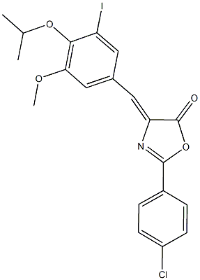 2-(4-chlorophenyl)-4-(3-iodo-4-isopropoxy-5-methoxybenzylidene)-1,3-oxazol-5(4H)-one 结构式