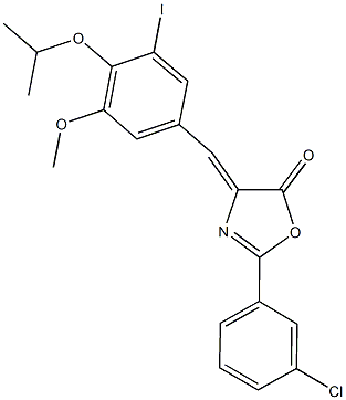 2-(3-chlorophenyl)-4-(3-iodo-4-isopropoxy-5-methoxybenzylidene)-1,3-oxazol-5(4H)-one,667904-48-5,结构式