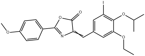 4-(3-ethoxy-5-iodo-4-isopropoxybenzylidene)-2-(4-methoxyphenyl)-1,3-oxazol-5(4H)-one 化学構造式