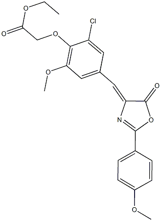 ethyl {2-chloro-6-methoxy-4-[(2-(4-methoxyphenyl)-5-oxo-1,3-oxazol-4(5H)-ylidene)methyl]phenoxy}acetate,667904-56-5,结构式