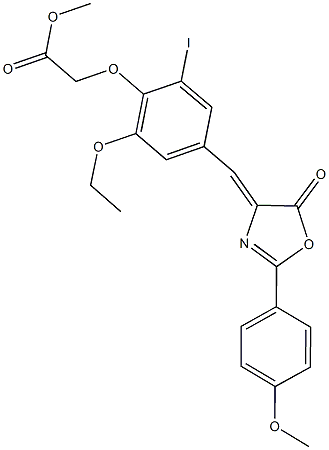 methyl {2-ethoxy-6-iodo-4-[(2-(4-methoxyphenyl)-5-oxo-1,3-oxazol-4(5H)-ylidene)methyl]phenoxy}acetate Structure