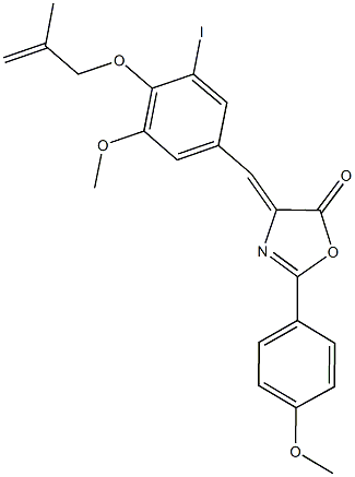 4-{3-iodo-5-methoxy-4-[(2-methyl-2-propenyl)oxy]benzylidene}-2-(4-methoxyphenyl)-1,3-oxazol-5(4H)-one Struktur