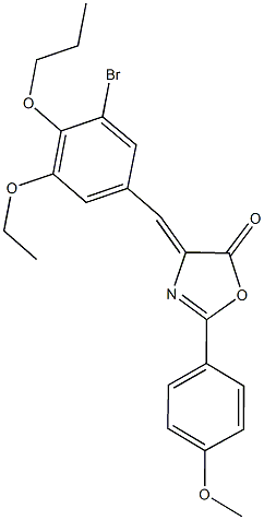 4-(3-bromo-5-ethoxy-4-propoxybenzylidene)-2-(4-methoxyphenyl)-1,3-oxazol-5(4H)-one 化学構造式