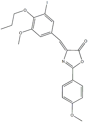 4-(3-iodo-5-methoxy-4-propoxybenzylidene)-2-(4-methoxyphenyl)-1,3-oxazol-5(4H)-one Structure