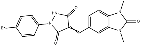 1-(4-bromophenyl)-4-[(1,3-dimethyl-2-oxo-2,3-dihydro-1H-benzimidazol-5-yl)methylene]-3,5-pyrazolidinedione 结构式