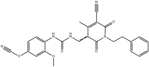 4-[({[(5-cyano-4-methyl-2,6-dioxo-1-(2-phenylethyl)-1,6-dihydro-3(2H)-pyridinylidene)methyl]amino}carbonyl)amino]-3-methoxyphenyl thiocyanate|