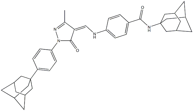 N-(1-adamantyl)-4-[({1-[4-(1-adamantyl)phenyl]-3-methyl-5-oxo-1,5-dihydro-4H-pyrazol-4-ylidene}methyl)amino]benzamide Structure