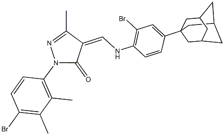 4-{[4-(1-adamantyl)-2-bromoanilino]methylene}-2-(4-bromo-2,3-dimethylphenyl)-5-methyl-2,4-dihydro-3H-pyrazol-3-one,667907-46-2,结构式