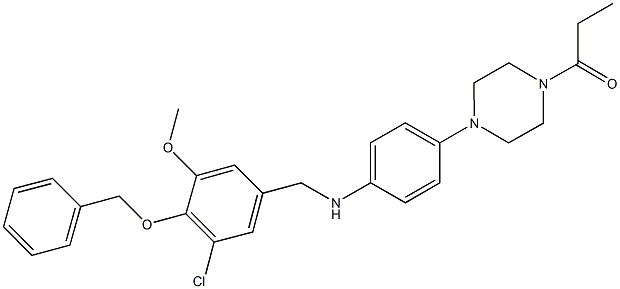 N-[4-(benzyloxy)-3-chloro-5-methoxybenzyl]-N-[4-(4-propionyl-1-piperazinyl)phenyl]amine Struktur