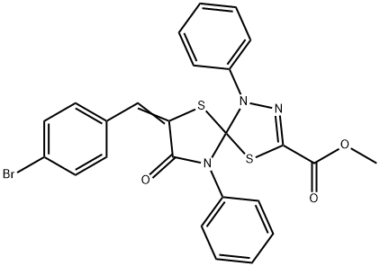 methyl 7-(4-bromobenzylidene)-8-oxo-1,9-diphenyl-4,6-dithia-1,2,9-triazaspiro[4.4]non-2-ene-3-carboxylate Structure