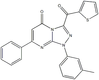 1-(3-methylphenyl)-7-phenyl-3-(2-thienylcarbonyl)[1,2,4]triazolo[4,3-a]pyrimidin-5(1H)-one Struktur