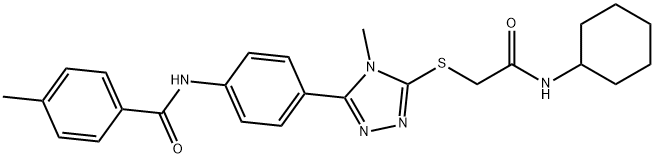 N-[4-(5-{[2-(cyclohexylamino)-2-oxoethyl]sulfanyl}-4-methyl-4H-1,2,4-triazol-3-yl)phenyl]-4-methylbenzamide 化学構造式