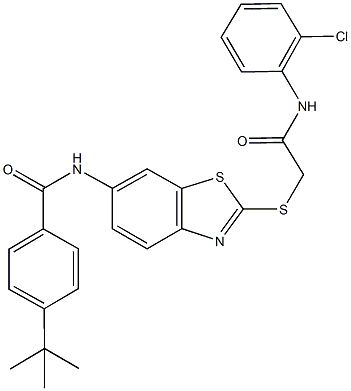 4-tert-butyl-N-(2-{[2-(2-chloroanilino)-2-oxoethyl]sulfanyl}-1,3-benzothiazol-6-yl)benzamide,667908-42-1,结构式