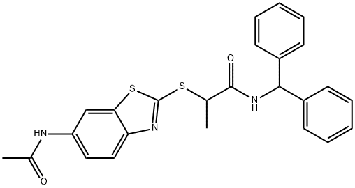 2-{[6-(acetylamino)-1,3-benzothiazol-2-yl]sulfanyl}-N-benzhydrylpropanamide Struktur