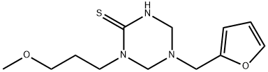 5-(2-furylmethyl)-1-(3-methoxypropyl)-1,3,5-triazinane-2-thione Struktur