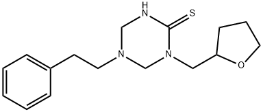 5-(2-phenylethyl)-1-(tetrahydro-2-furanylmethyl)-1,3,5-triazinane-2-thione Structure