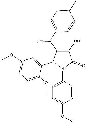 5-(2,5-dimethoxyphenyl)-3-hydroxy-1-(4-methoxyphenyl)-4-(4-methylbenzoyl)-1,5-dihydro-2H-pyrrol-2-one 结构式