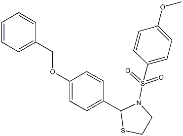 2-[4-(benzyloxy)phenyl]-3-[(4-methoxyphenyl)sulfonyl]-1,3-thiazolidine 化学構造式