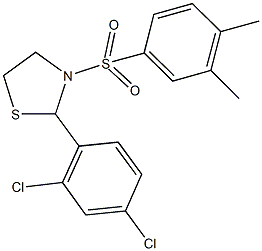 2-(2,4-dichlorophenyl)-3-[(3,4-dimethylphenyl)sulfonyl]-1,3-thiazolidine 化学構造式