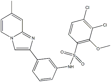 3,4-dichloro-2-methoxy-N-[3-(7-methylimidazo[1,2-a]pyridin-2-yl)phenyl]benzenesulfonamide,667911-23-1,结构式