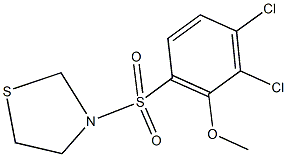 2,3-dichloro-6-(1,3-thiazolidin-3-ylsulfonyl)phenyl methyl ether 化学構造式