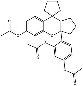 3a-[2,4-bis(acetyloxy)phenyl]-2,3,9,9a-tetrahydrospiro(cyclopenta[b]chromene-9,1'-cyclopentane]-6(1H)-yl acetate 化学構造式