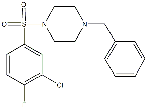 1-benzyl-4-[(3-chloro-4-fluorophenyl)sulfonyl]piperazine 化学構造式