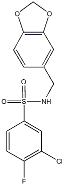 N-(1,3-benzodioxol-5-ylmethyl)-3-chloro-4-fluorobenzenesulfonamide Structure