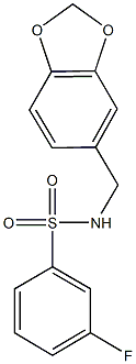 N-(1,3-benzodioxol-5-ylmethyl)-3-fluorobenzenesulfonamide Struktur